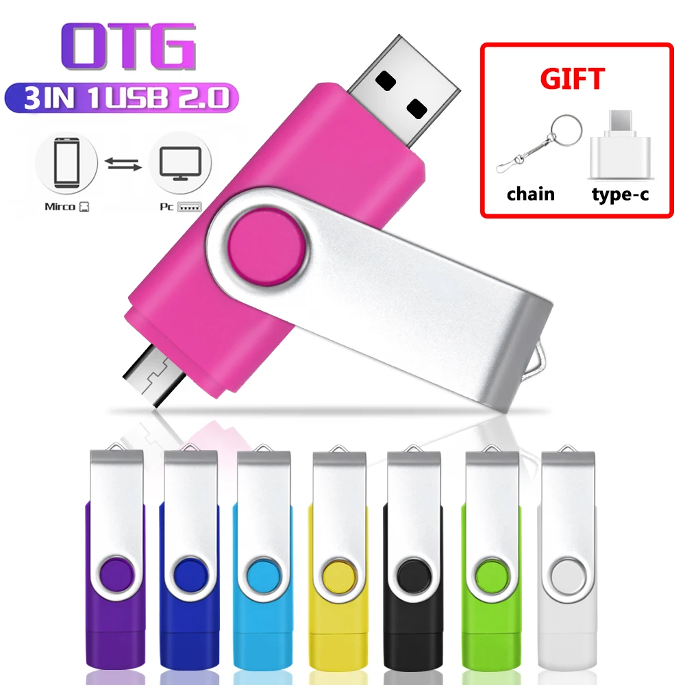 

Rotatable Smart OTG USB Flash Drive 2.0 64GB 32GB 16GB 8GB 4GB Pen Drive Thumb Drives Memory Stick Pendrive Android OTG USB Key