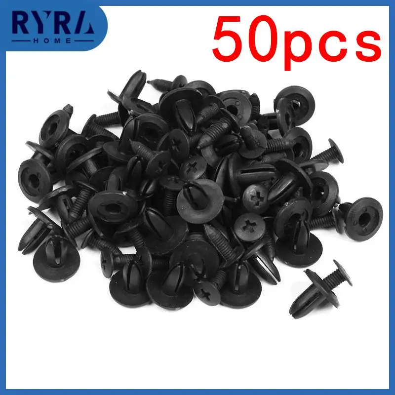 

Universal Hole Plastic Rivets Fasteners Clips 50pcs Auto Fasteners Retainer Push Pin Clips 6mm Fasteners Black Cars Lined Cover