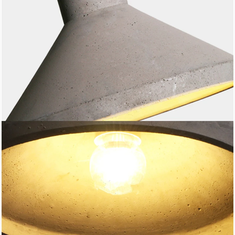 Дизайнерский промышленный бетонный подвесной светильник для обеденного стола