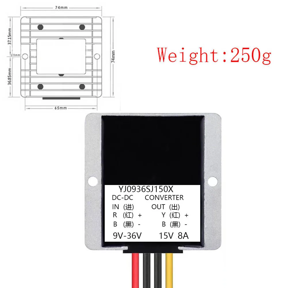 Водонепроницаемый понижающий преобразователь постоянного тока, регулятор напряжения 9 В-36 В до 15 В 5A 8A 10A 15A 20A, понижающий модуль источника питания на выходе для автомобиля