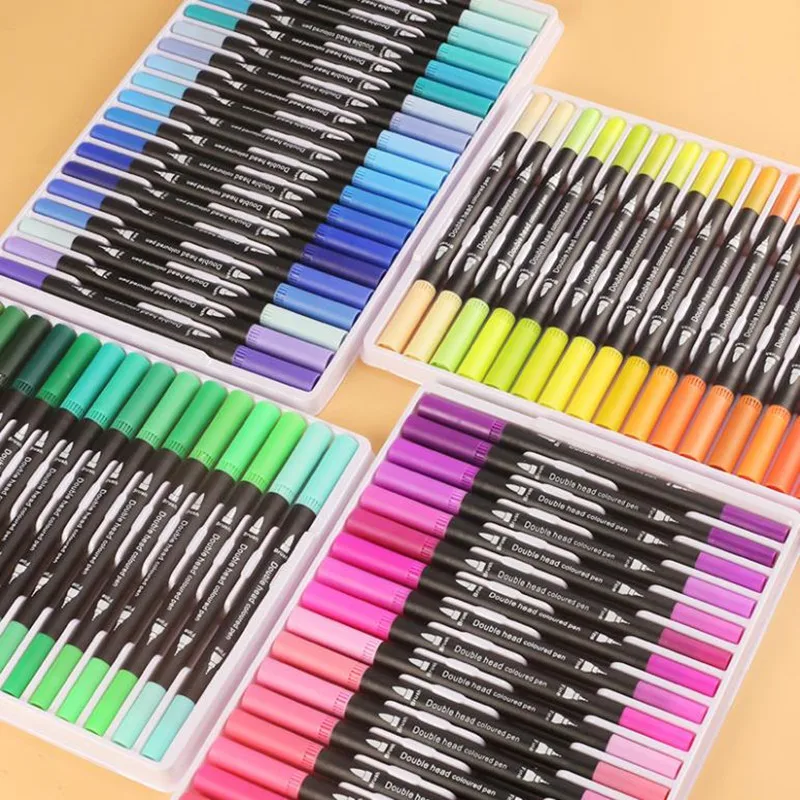 

Dual Tip Art Markers for Drawing 12/24/36/48/60 Colors Brush Pen Set Portable Watercolor Calligraphy Pen Art Supplies