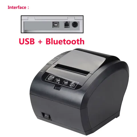 Термопринтер для чеков 80 мм с авторезкой, черный POS-принтер USB Ethernet RS232 Wifi Bluetooth для отеля, кухни, ресторана