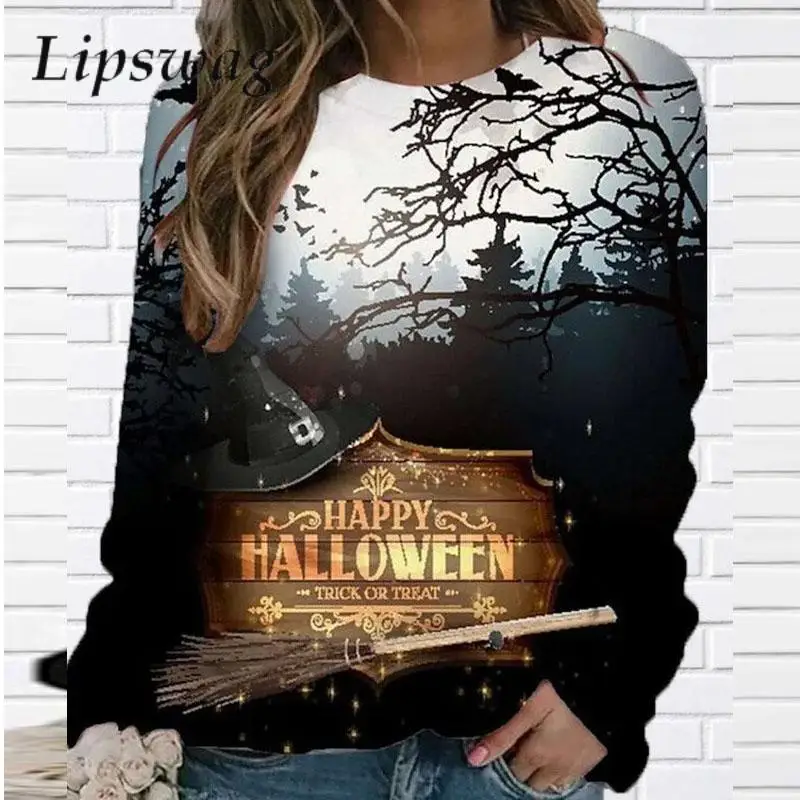 

Autumn Harajuku Halloween Print Women's Sweatshirt Winter Female Loose Pullover Tops Casual Long Sleeve O-Neck Female Tee Shirt