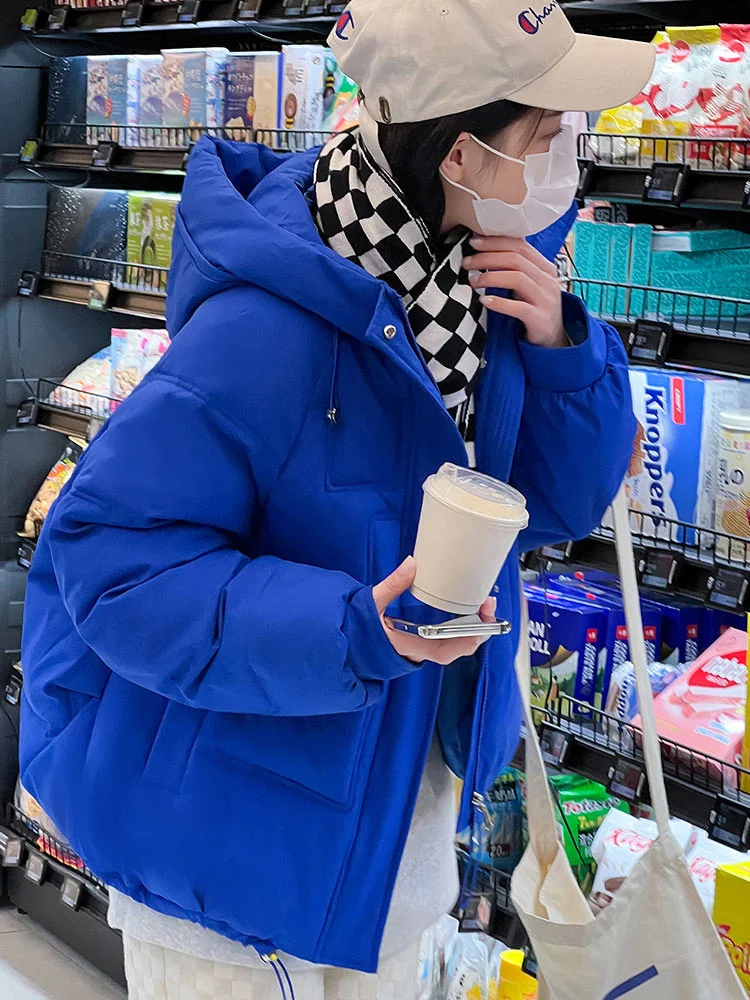 2022 New Women's Winter Jacket Hooded Short Thick Warm Cotton Padded Jackets Parkas Woman Candy Color Winter Coat