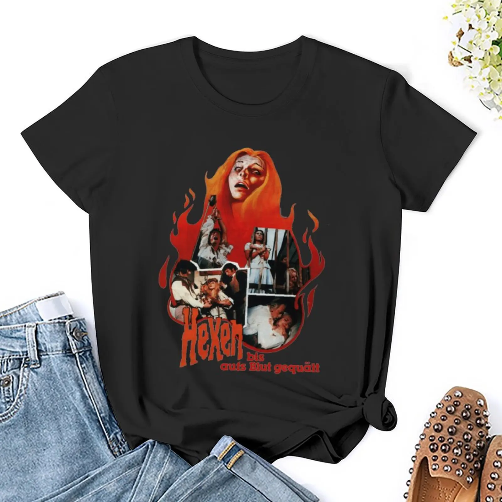 Hexen mark of the футболка дьявол tops Женская одежда с животным принтом в Корейском стиле