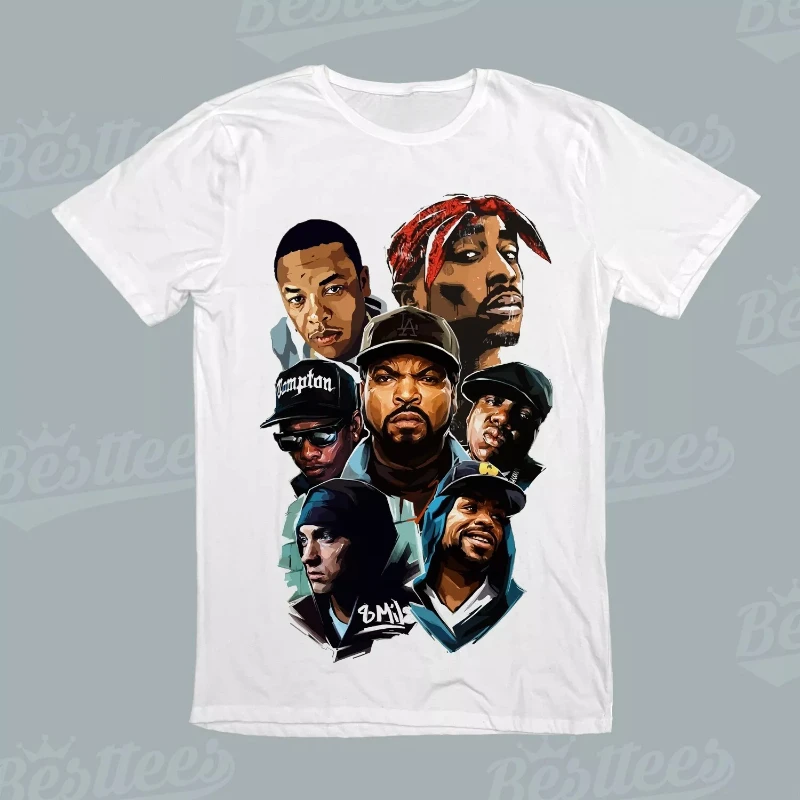 Хлопковая футболка Tupac EMINEM Rap в стиле хип-хоп с графическим рисунком для мужчин и