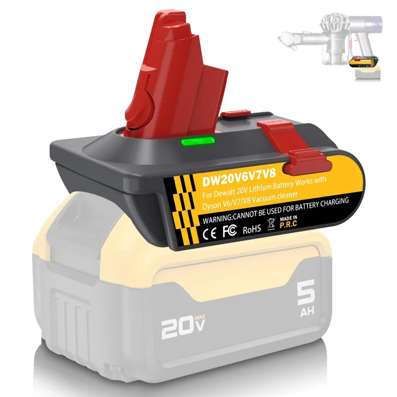 Фото Адаптер 3-в-1 для аккумуляторов DeWalt 20V (DW20V6V7V8) с возможностью преобразования в версию, совместимую с креплением для пылесосов Dyson V6/V7/V8 №2