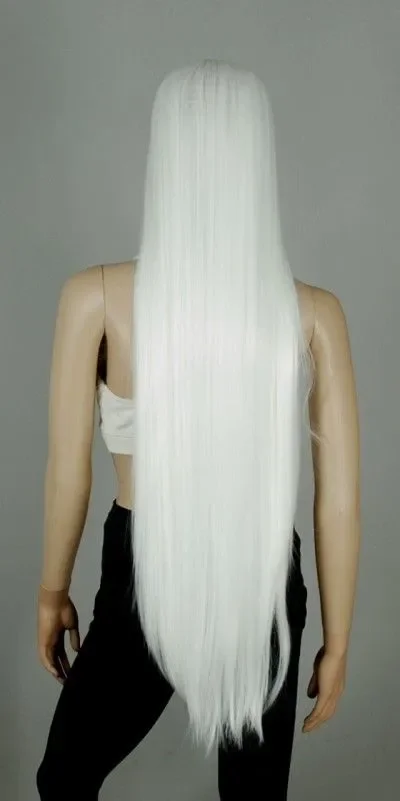 Оптовая продажа белый длинный пышный Стильный парик для косплея длиной 1 м