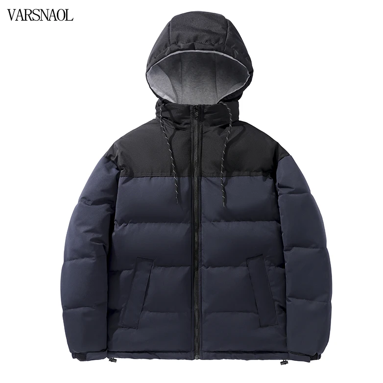 Varsanol Winter Hooded Jacket Men Parkas Coat Casual Thick Parker Style Mixed Color Cotton-padded Jacket Men's Clothes Oversized