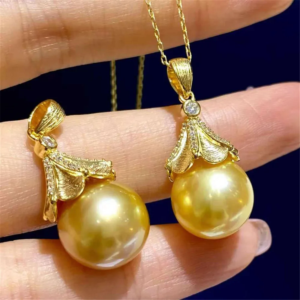 

DIY pearl accessories S925 sterling silver small pendant empty holder concealer necklace pendant with 10-12mm beads