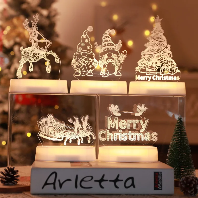 

Santa Tree Night Light Christmas Ornament Merry Christmas Decoration for Home 2023 Xmas Gift Noel Natal Navidad Happy New Year