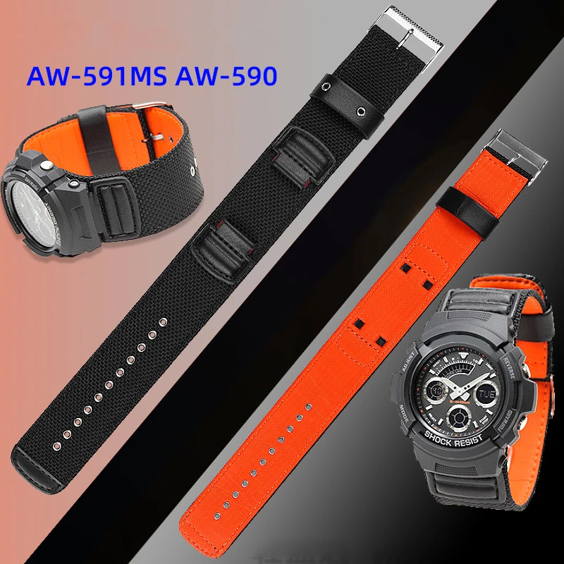

C-asio Nylon Watch Band For G-SHOCK AW-591MS AW-590 AWG-M100 DW5600 Canvas Waterproof Strap Men Wristband 16mm 18mm Accessories