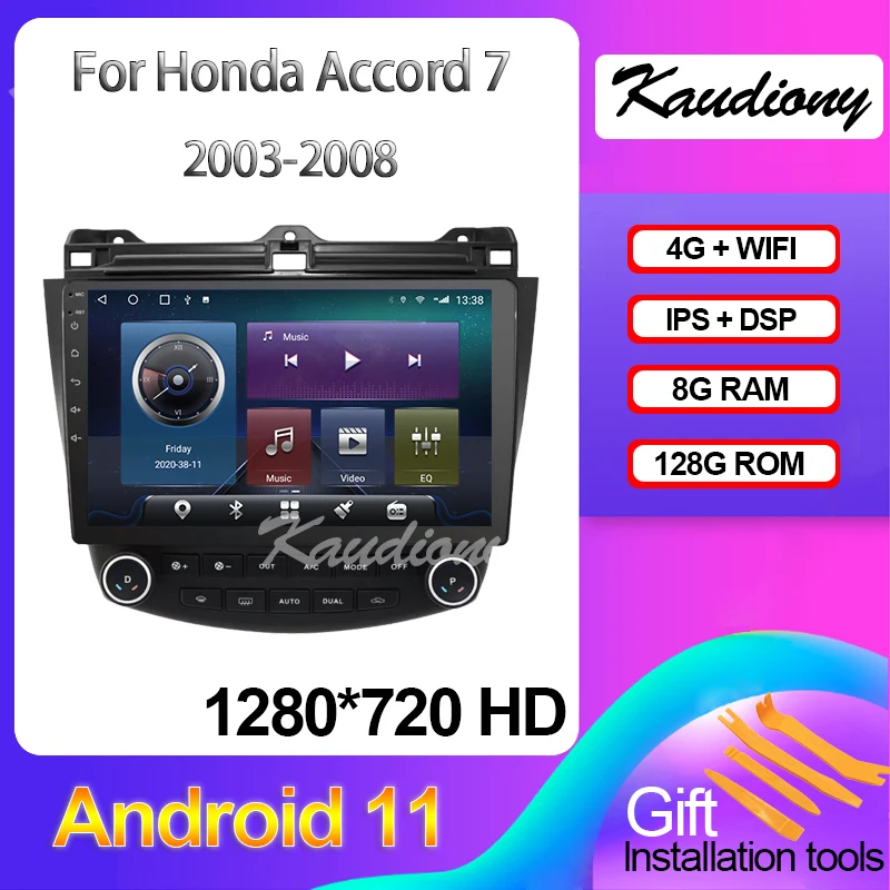 Kaudiony Android 11 Honda anlaşması için 7 araç DVD oynatıcı multimedya oynatıcı otomobil radyosu otomotivo GPS navigasyon Stereo dsp 4G 2003-2008