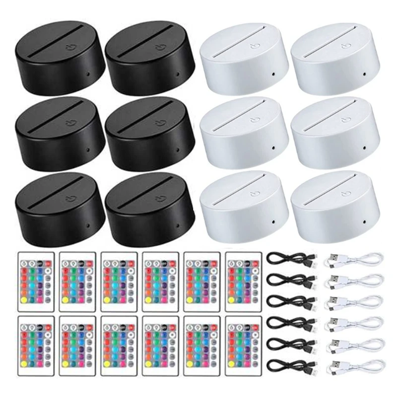 

12 Pcs 7 Colors Touch Lamp Base 3D Night Light For 3D Cartoon Anime Otaku With Remote