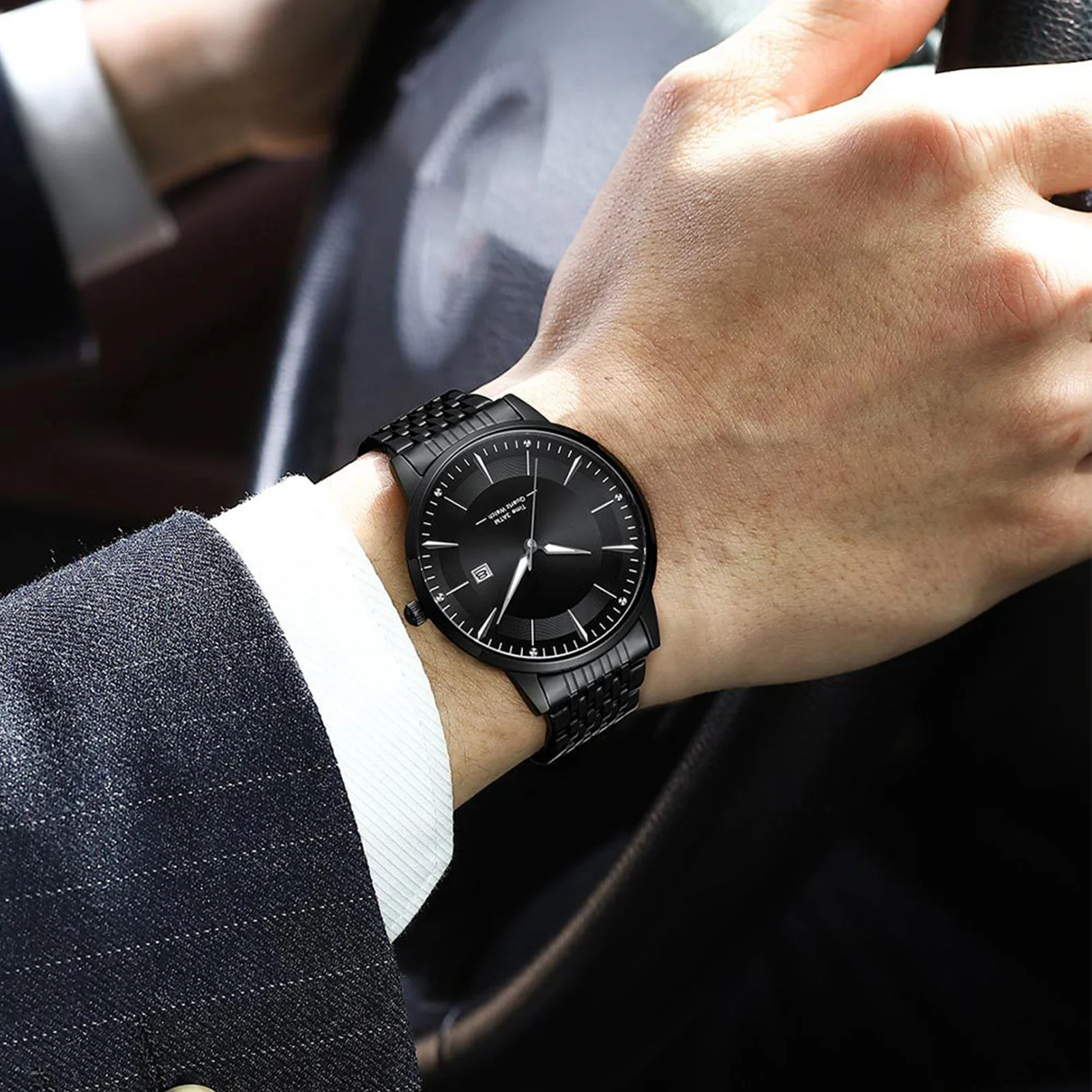 Luxury Men's Watches Stainless Steel Band Fashion Waterproof Quartz Watch For Man Calendar Male Clock Reloj Hombre