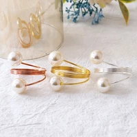 6pcs simple pearl spring napkin buckle tabletop decoration for hotel wedding family party opening celebration occasions