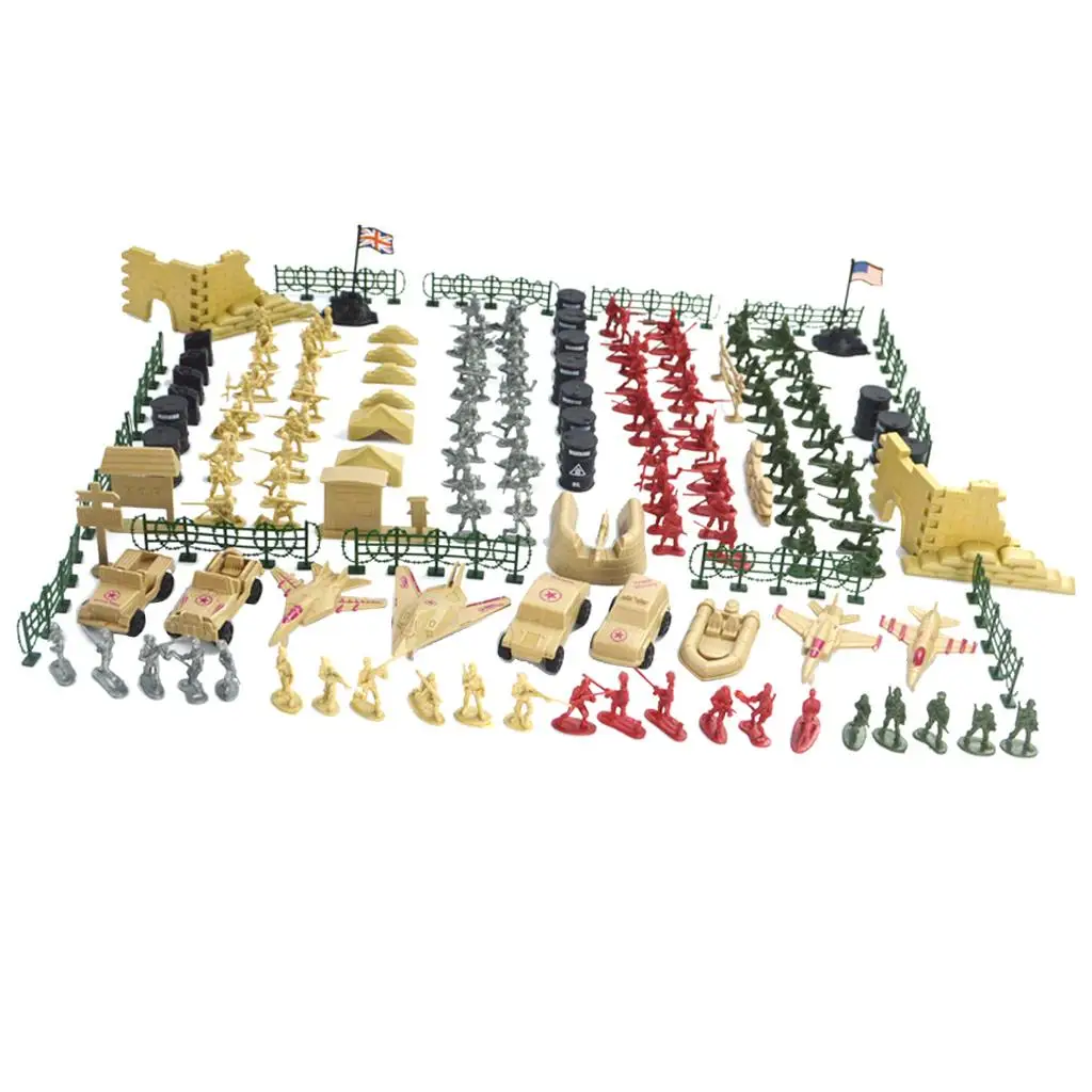 

Soldier Playset with Tanks, Planes, Flags, Men Figures, Sentry Station & Accessories, Dollhouse Decoration, Children Gift