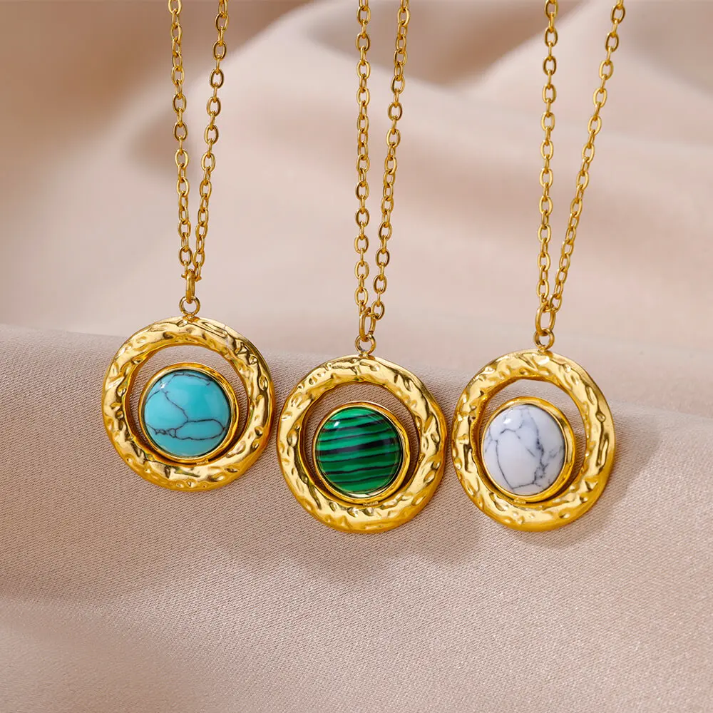 

Women's Neck Chain Stainless Steel Necklace Jewelry Decoration Charm Multicolor Artificial Turquoise Evil Eyes Pendant Best Gift