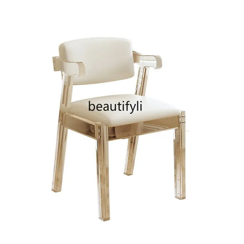 

Акриловое прозрачное косметическое кресло yj, заднее сиденье, современное минималистичное обеденное кресло, домашнее кресло для макияжа