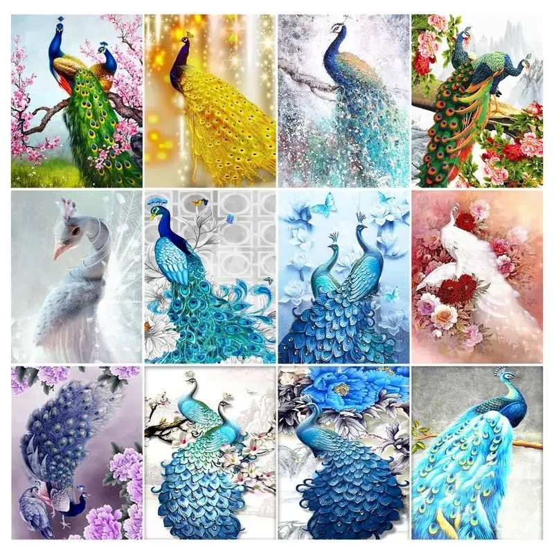 

RUOPOTY 5d Diamond Painting Full Drill Square Animal Diamond Embroidery Peacock Mosaic Pictures Of Rhinestones Handmade Home Dec