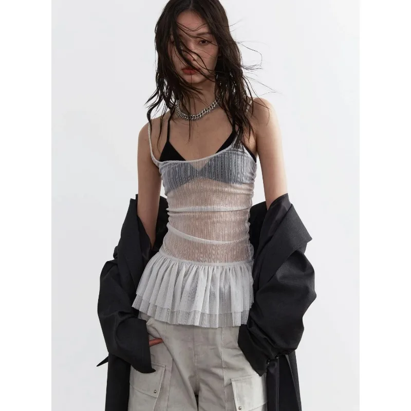 Летние просвечивающие майки Y2k женские модные корейские укороченные топы с Fairycore