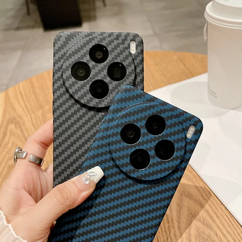 Чехол для Vivo X200, X200 Pro, ультратонкий чехол из углеродного волокна в полоску с текстурой, матовый жесткий чехол для VIVO X 200