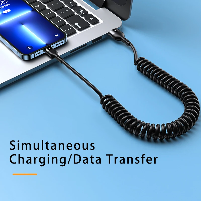 Пружинный USB-кабель типа C для Samsung S20 S21 Xiaomi POCO шнур быстрой зарядки Аксессуары