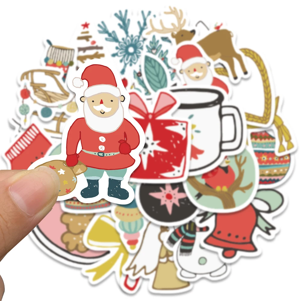 27pcs Cartoon Merry Christmas Santa Claus Elk Graffiti Stickers Travel Skateboard Suitcase Guitar Funny Xmas Kid Sticker - купить по