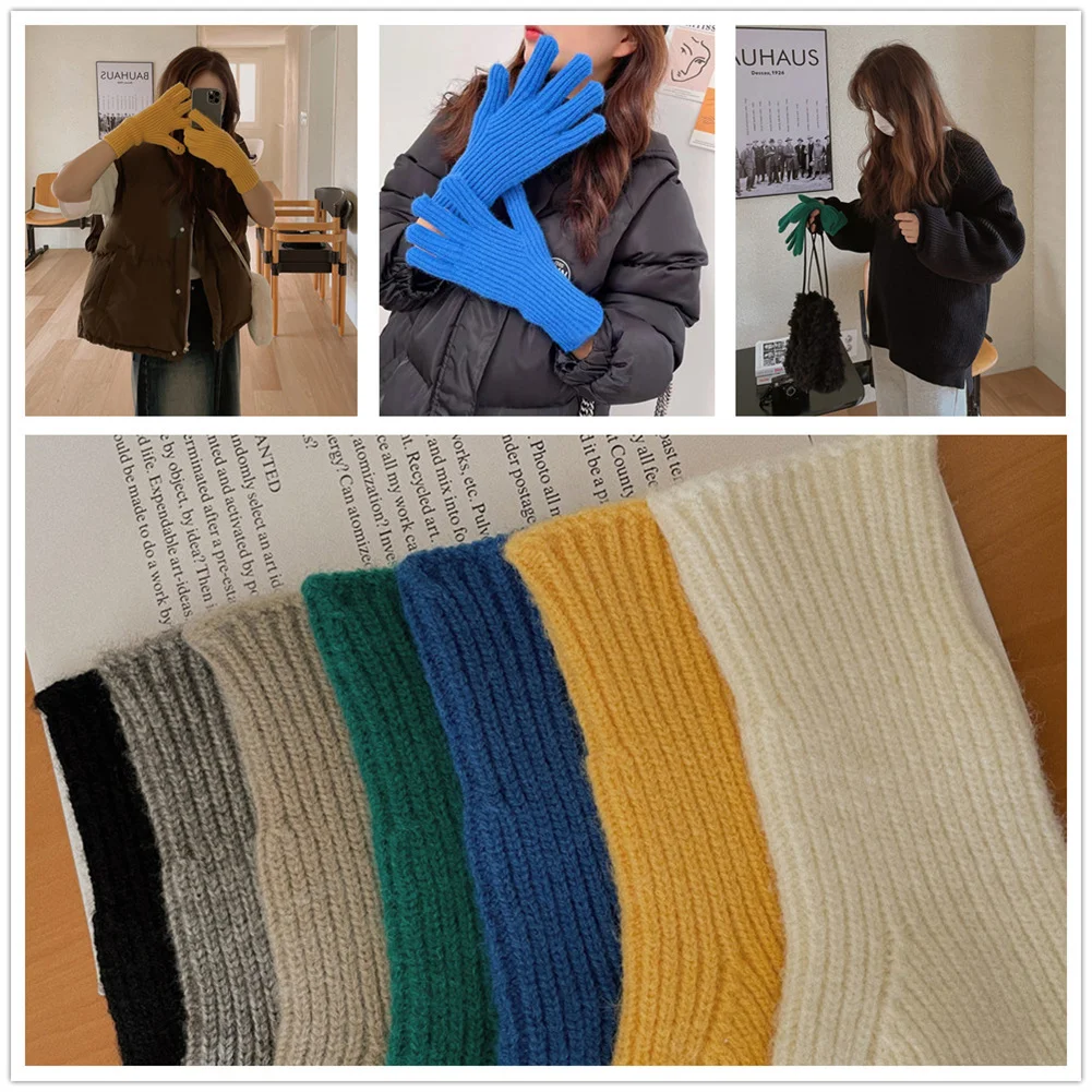 

Large Size Women's Winter Touch Screen Gloves Thicken Warm Knitted Stretch Gloves Full Finger Outdoor Skiing Gloves