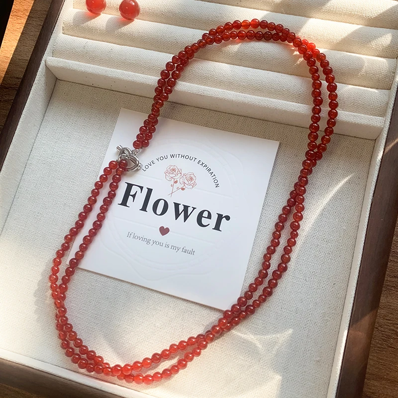 Двухслойное двойное ожерелье Millie из натурального красного агата женское легкое