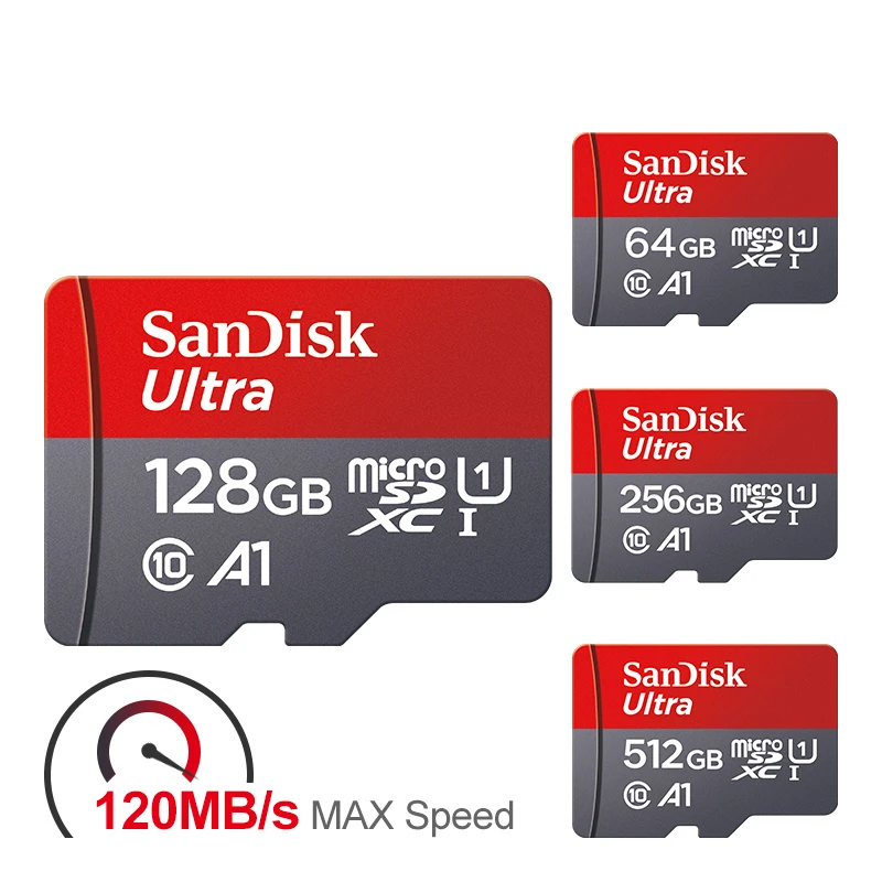 Sandisk Ultra A1 Micro SD Card 512 ГБ 256 128 64 32 Карта памяти TF Flash Карты 32/64/128 для телефона