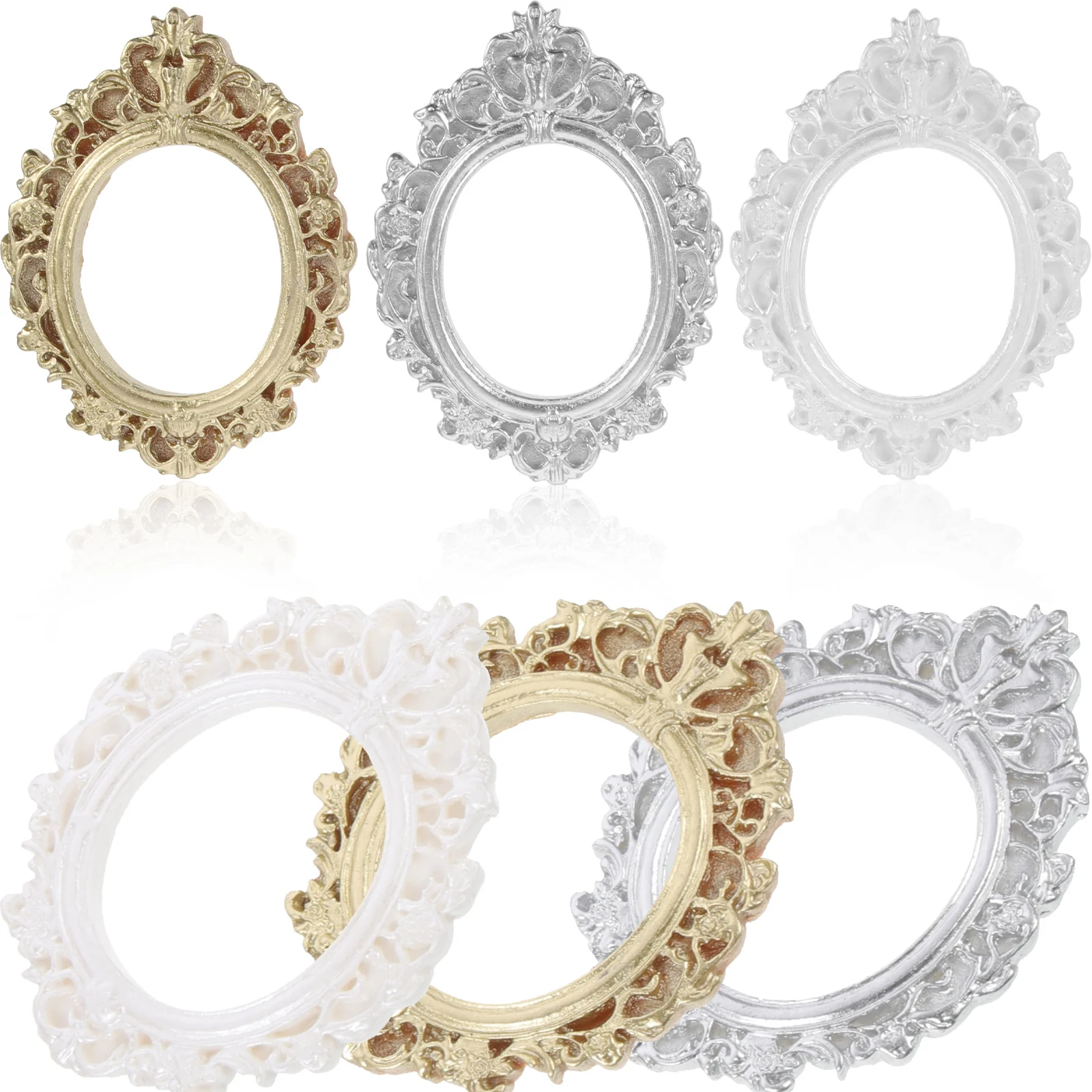 

6 Pcs Resin Ornaments Mini Photo Frame Frames Picture Vintage Miniature DIY Crafts Making Background Props
