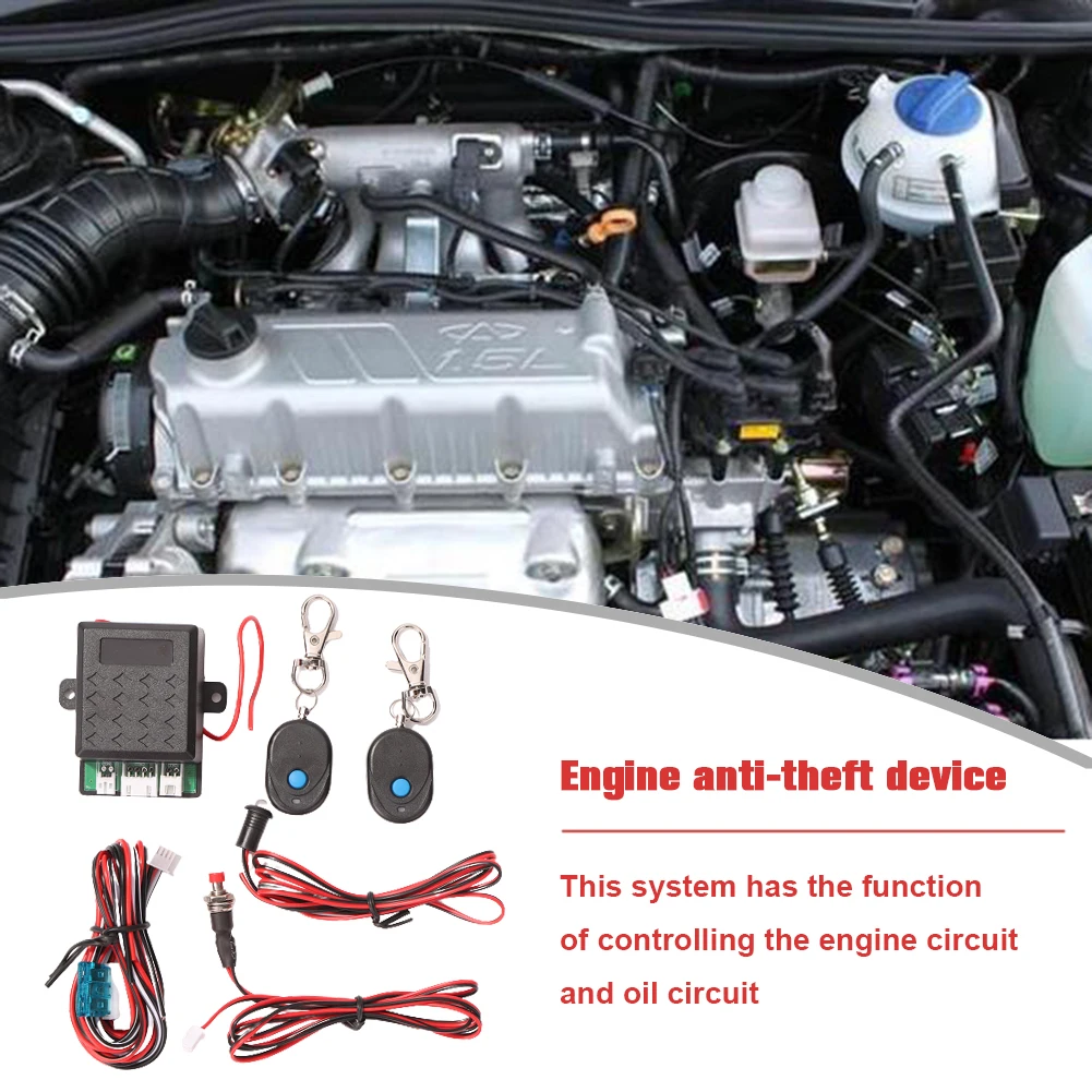 

12V Universal Wireless Engine Lock Locking Car Alarm Systems Anti-Hijacking Intelligent Circuit Cut Off Auto Unlock Immobilizer