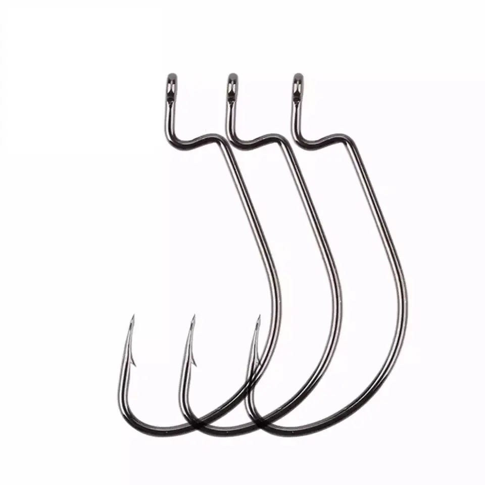 

10pcs High Carbon Steel Fishing Hook Wide Crank Offset Fishhook For Soft Worm Lure Bass Barbed Carp Fishing Hooks 5/0#-5#
