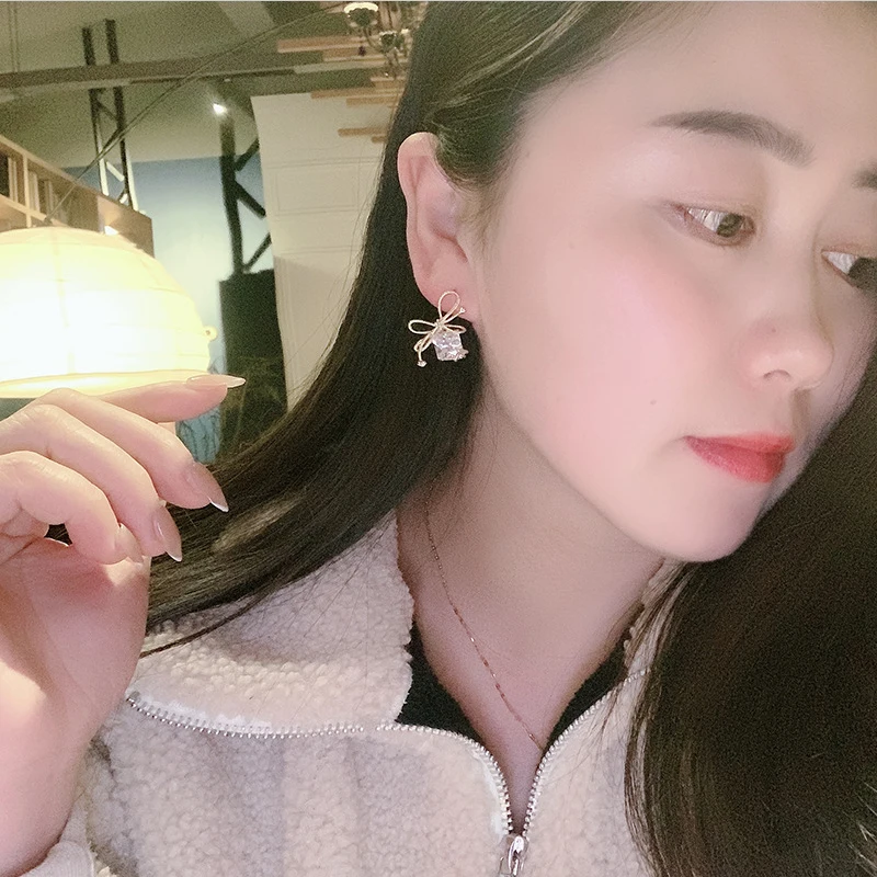 Модные Роскошные элегантные блестящие квадратные серьги-клипсы в новом стиле с