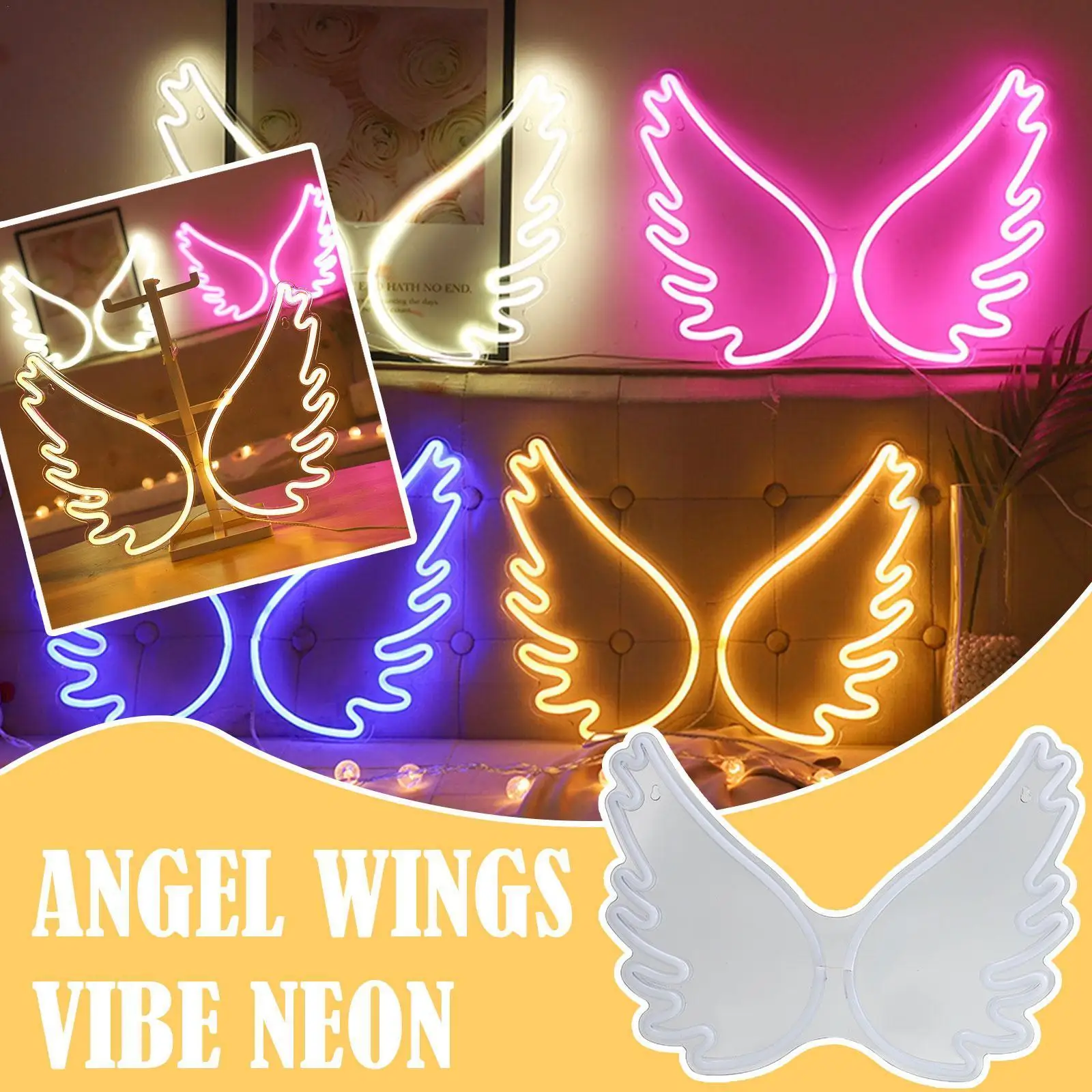

Бесплатная доставка, неоновые светильники с крыльями ангела, акриловые неоновые вывески с питанием от Usb, светодиодные вывески, Настенный д...