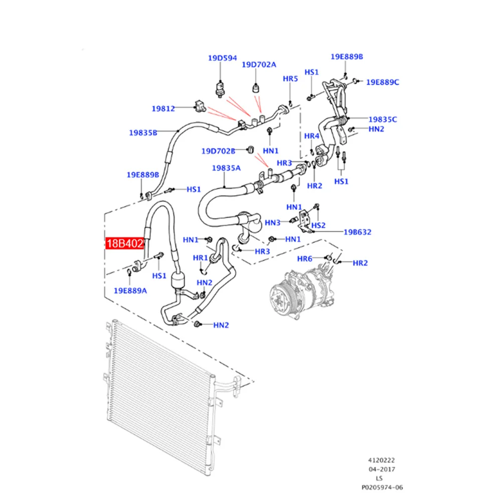 Шланг переменного тока для кондиционера автомобиля LR 013861 Для дизельного