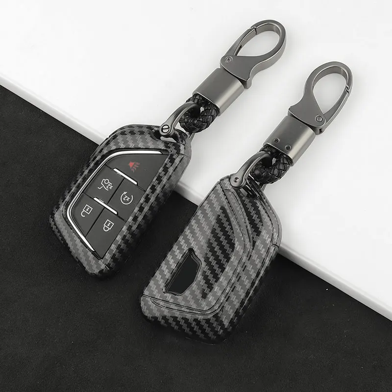 

Suitable For Cadillac CT4 CT5 CT4-V C8 Corvette XT4 XT5 XT62018 2019 2020 2021 Protective Accessories Car Carbon Fiber Key Cover