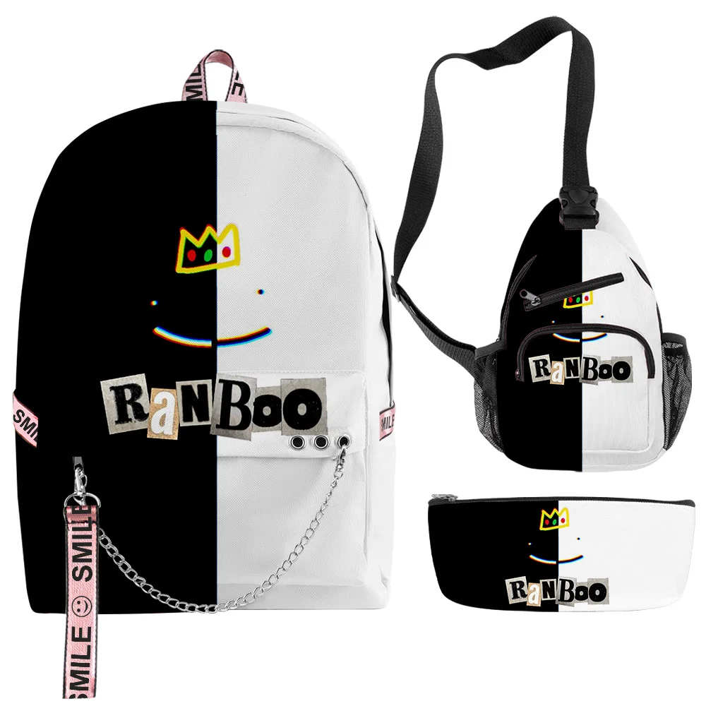 

Classic Novelty Ranboo 3pcs/Set 3D Print Student Bookbag Travel Bags Notebook multifunction Backpack Chest Bags Pencil Case