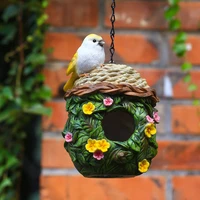 simulation rattan parrot outdoor bird house yard garden decor winter warm bird nest garden items resin crafts room decoration
