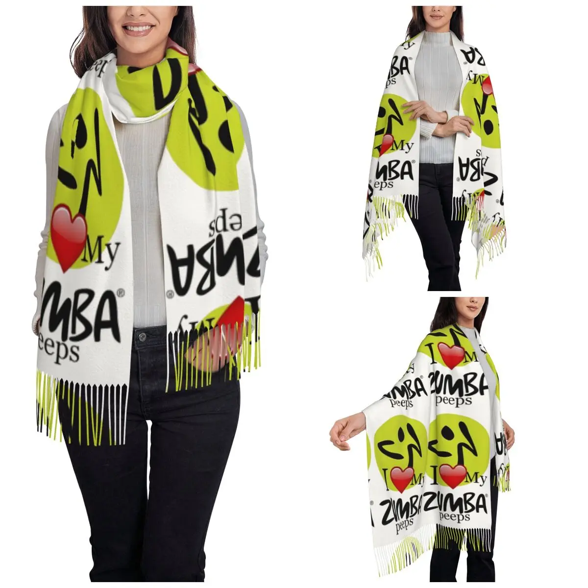 Женский шарф с кисточками I Love My Z-Zumbas Peeps большая зимне-осенняя шаль и накидка