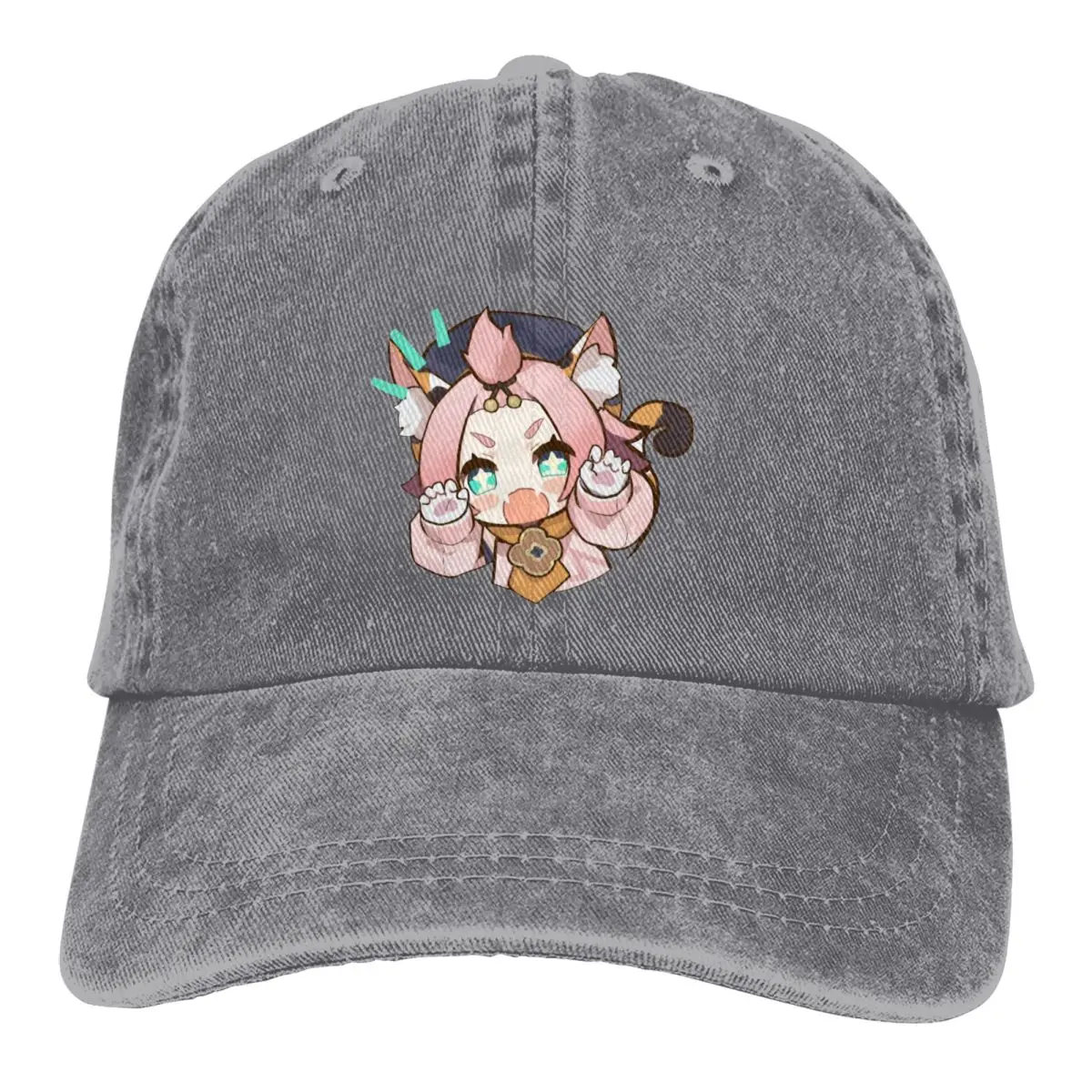 

Washed Men's Baseball Cap Chibi Diona Trucker Snapback Caps Dad Hat Genshin Impact Game Paimon Golf Hats