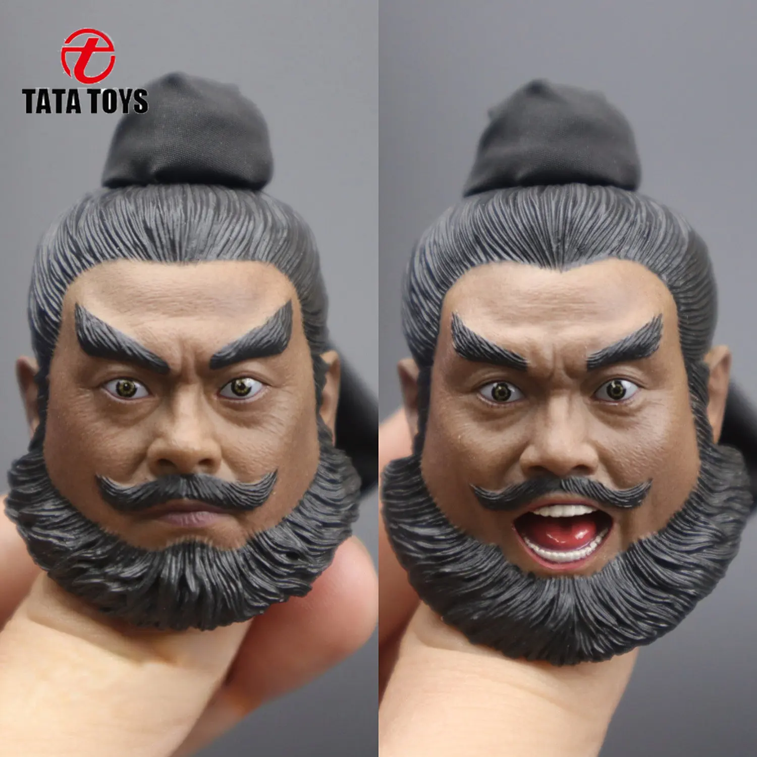 

1/6 scale male head sculpt Ancient soldiers Zhang Fei sculpt caving fit 12'' action figure body model