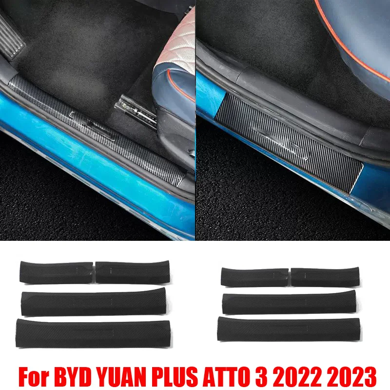 

Внутренняя наружная Накладка на порог двери из углеродного волокна для BYD YUAN PLUS ATTO 3 2022 2023