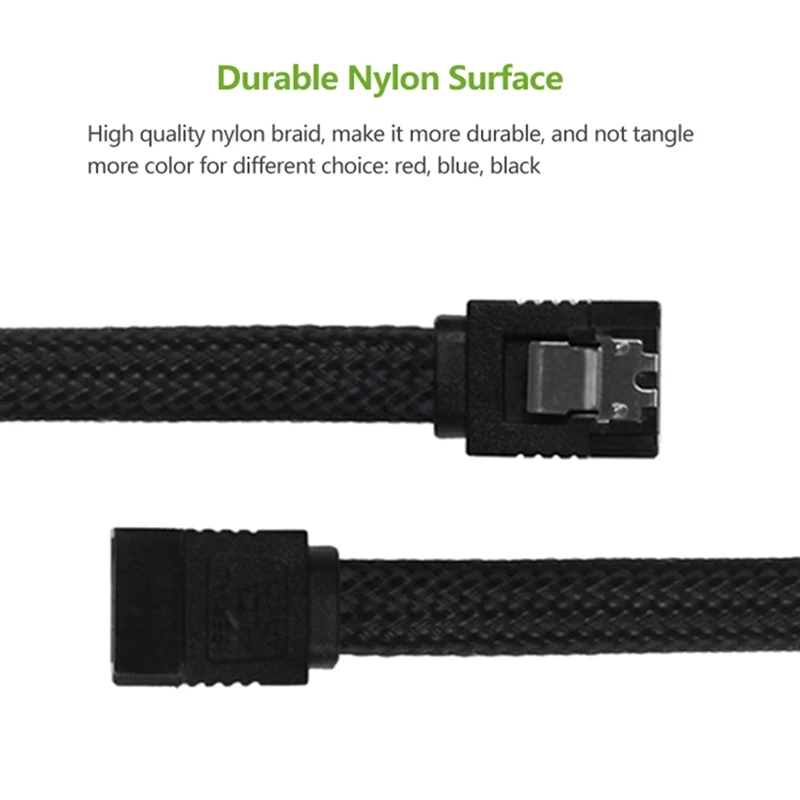 2Pcs 50CM SATA 3.0 III SATA3 7Pin Data Cable 6Gb/S SSD Cables HDD Hard Disk Cord With Nylon Sleeved Premium Version(White&ampR - купить по