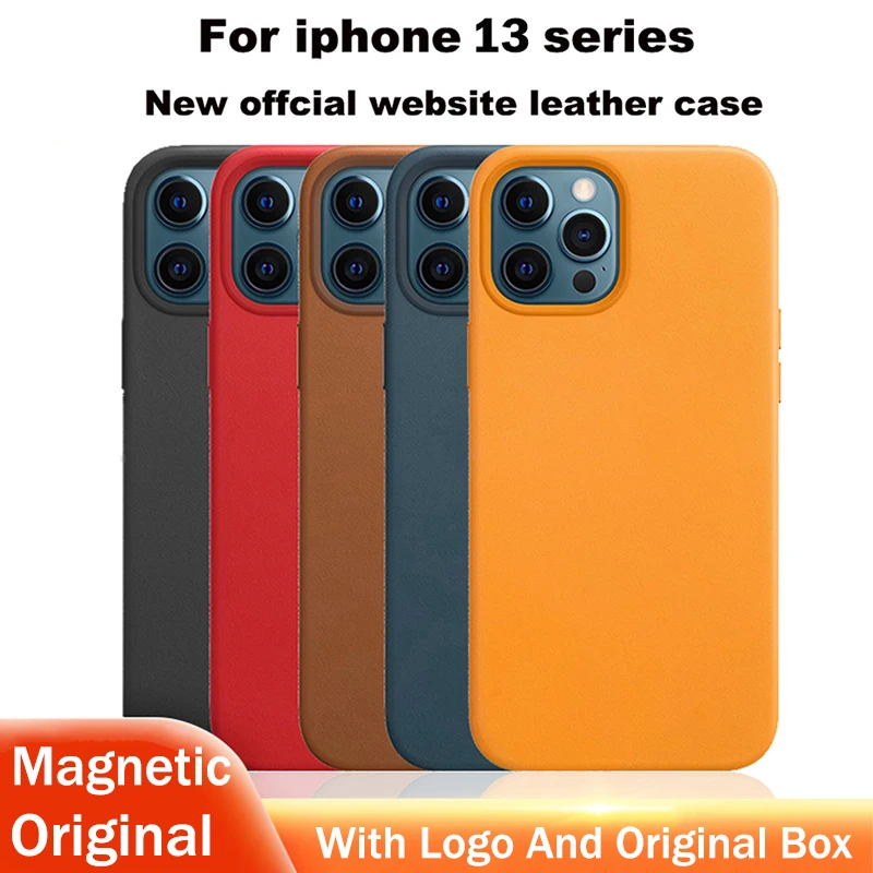 

Original For Apple iPhone Magnetic Leather Case For iPhone 12 11 13 Pro Max Mini Official Luxury Phone Wireless Charger Cover