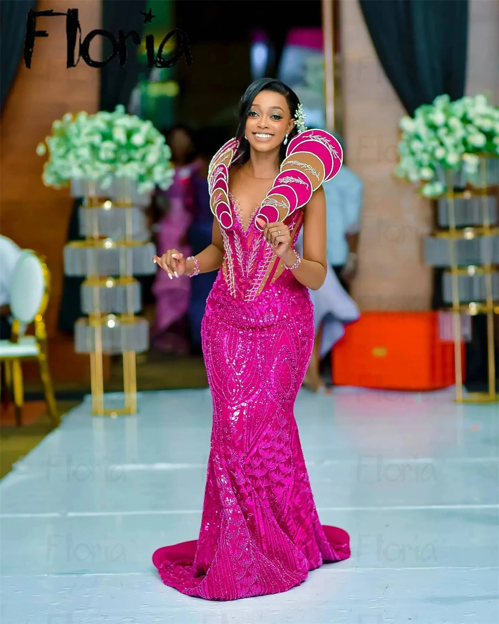 Африканские ярко-розовые платья для выпускного вечера черных девочек русалки