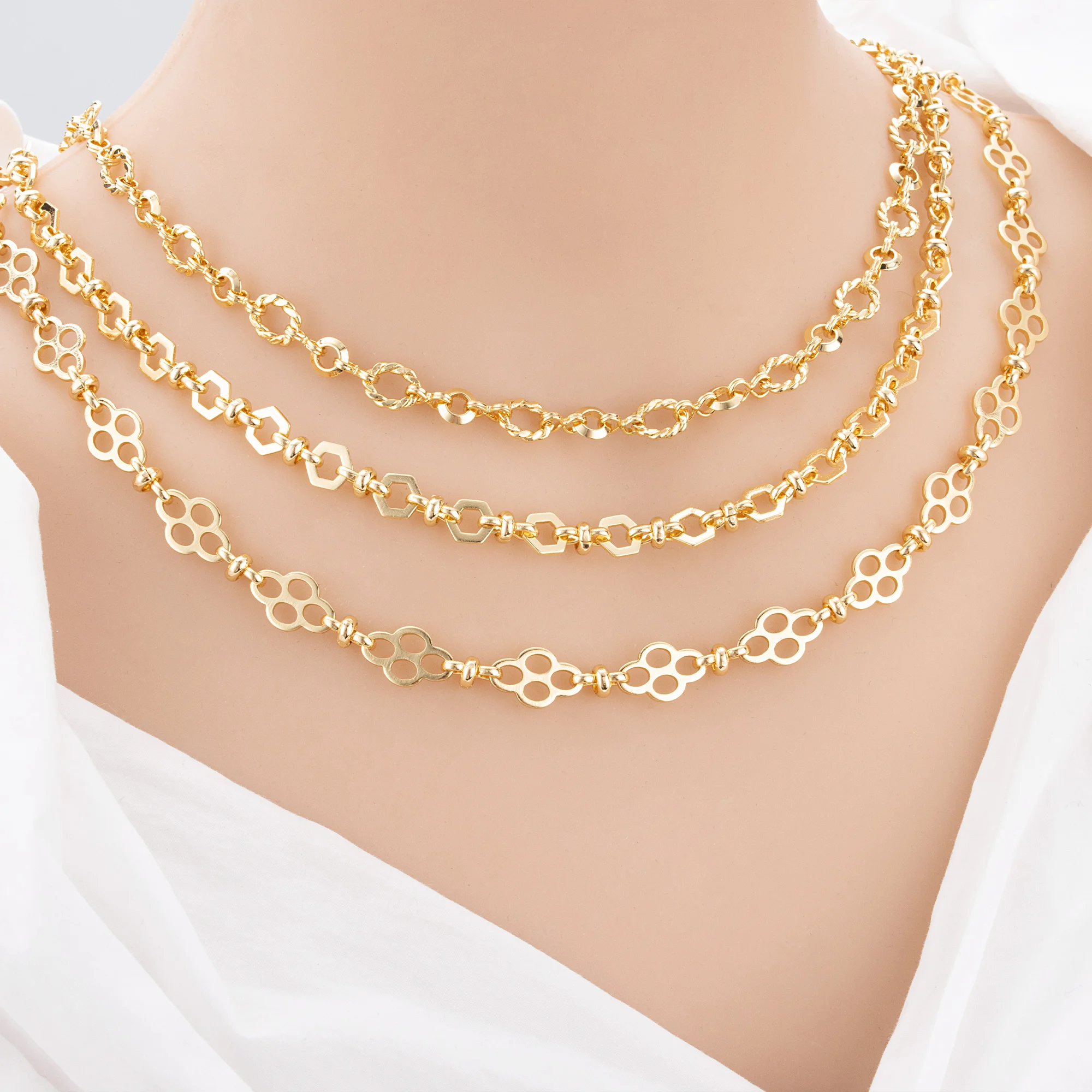 GUFEATHER 1 м/лот C413 цепочка 18-каратное золото с родиевым покрытием медь без никеля