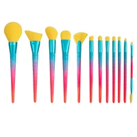 2022 12pcs new coming rainbow makeup brushes plastic handle yellow synthetic hair make up brush