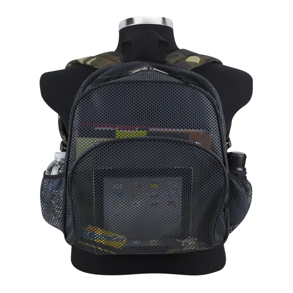 Mesh Backpack With Adjustable Padded Shoulder Straps, Graphite & Camo